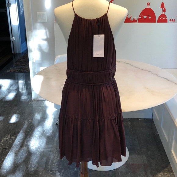 NWT Cinq a Sept silk lotus dress in rum raisin. M - Picture 5 of 8